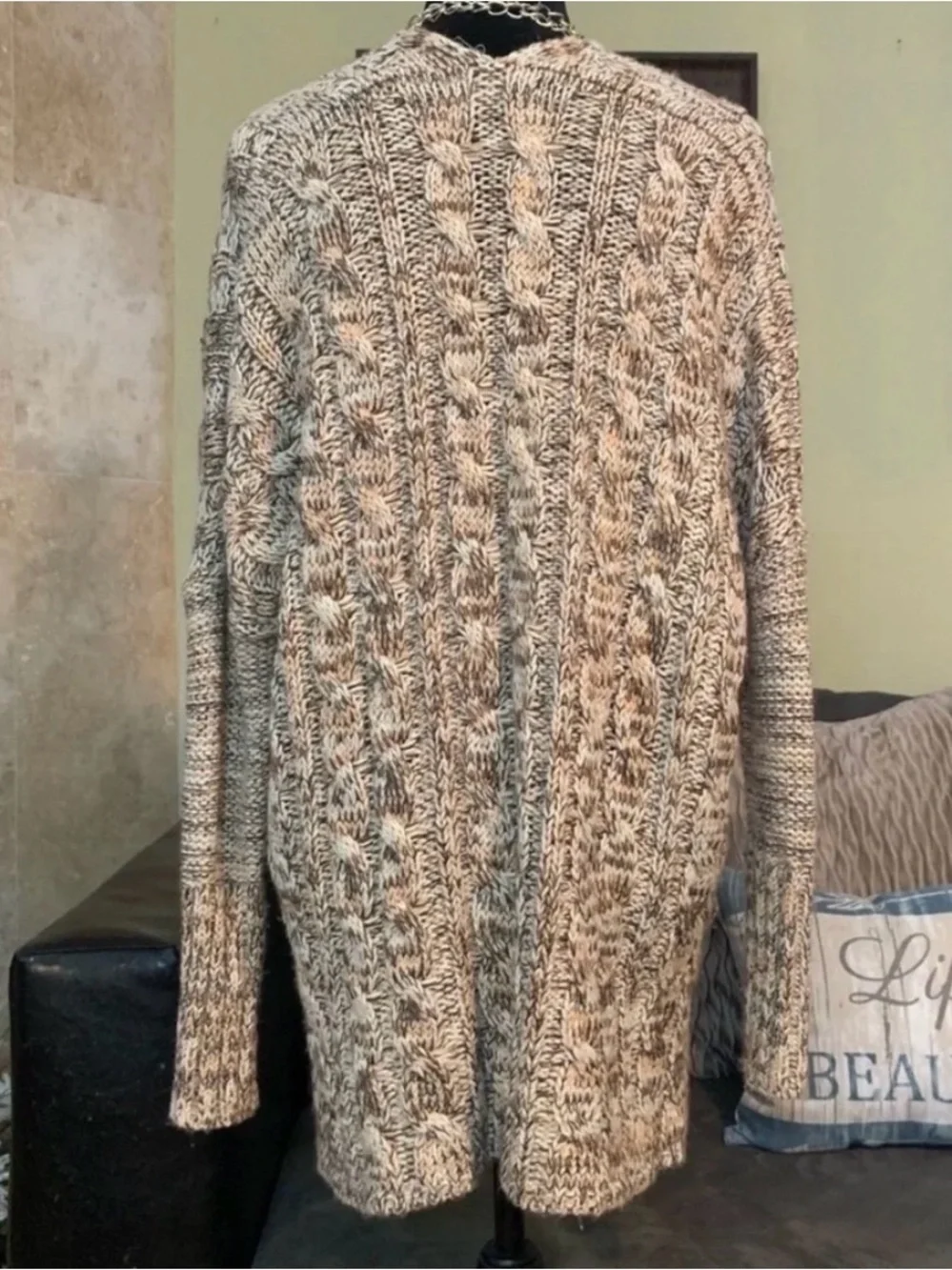 NWT Long Sleeve Marled Chunky Knit Oversized Sweater XS/S